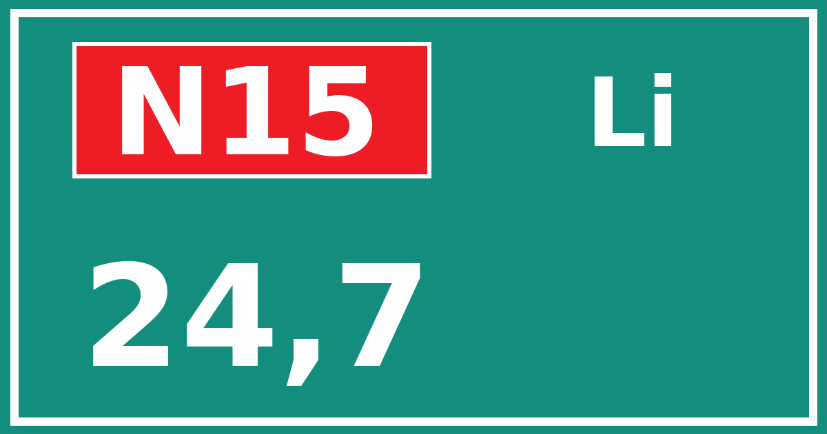 Hectometerbord N15 24,7 zijde Li