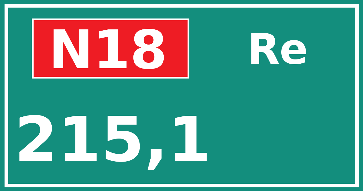 Hectometerbord N18 215,1 zijde Re