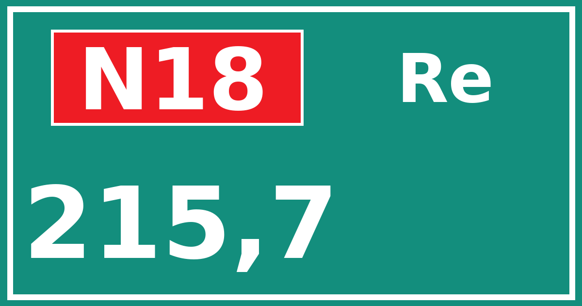 Hectometerbord N18 215,7 zijde Re