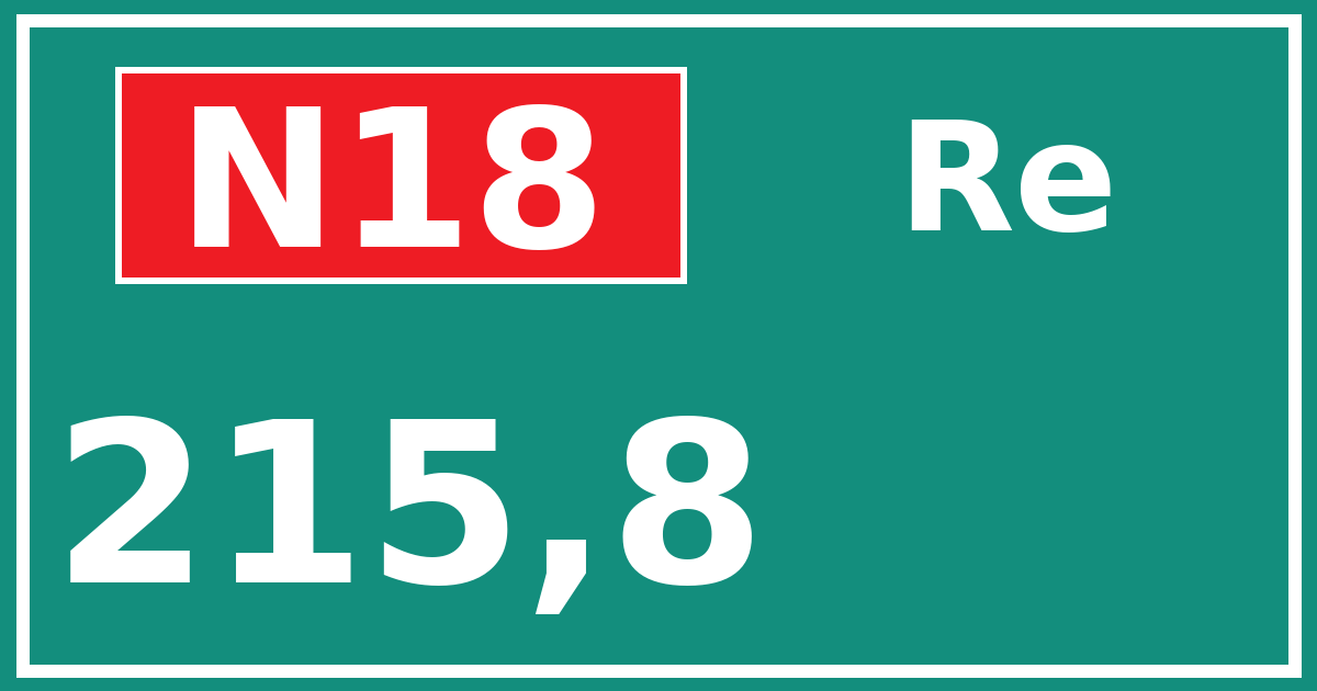 Hectometerbord N18 215,8 zijde Re