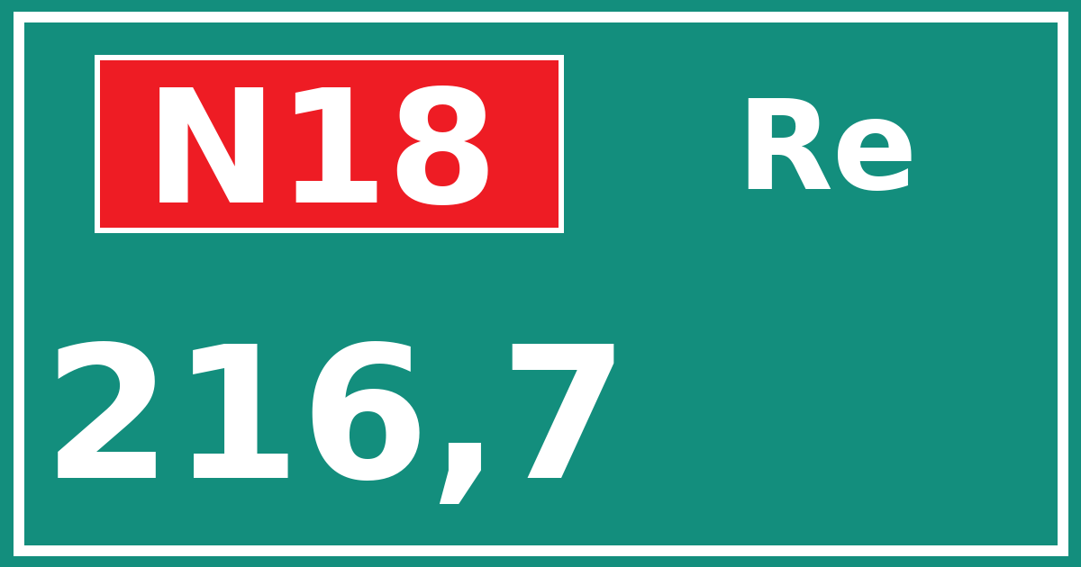 Hectometerbord N18 216,7 zijde Re