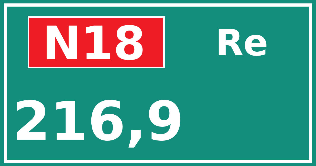 Hectometerbord N18 216,9 zijde Re