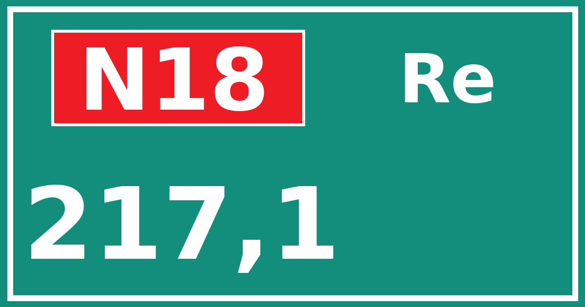 Hectometerbord N18 217,1 zijde Re