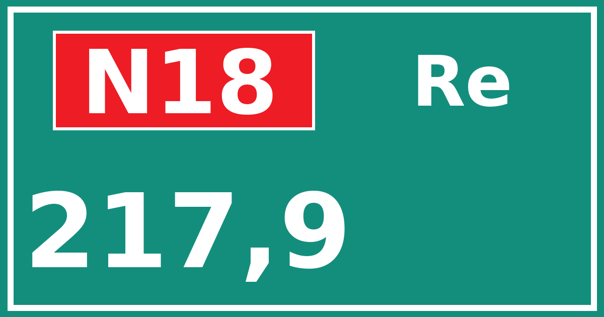 Hectometerbord N18 217,9 zijde Re