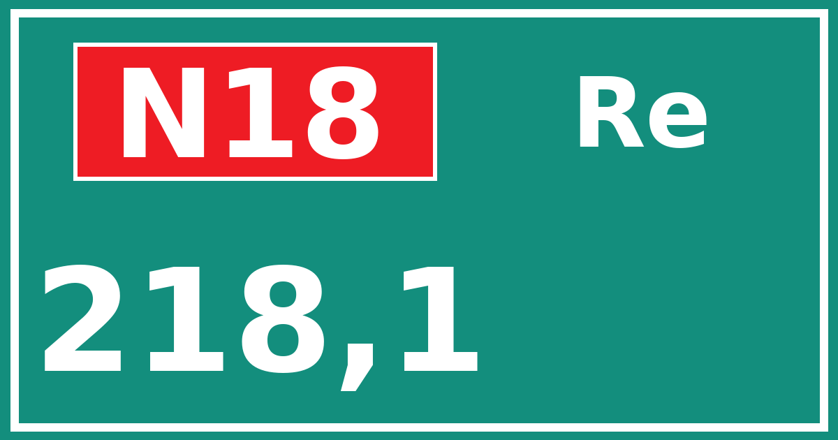 Hectometerbord N18 218,1 zijde Re