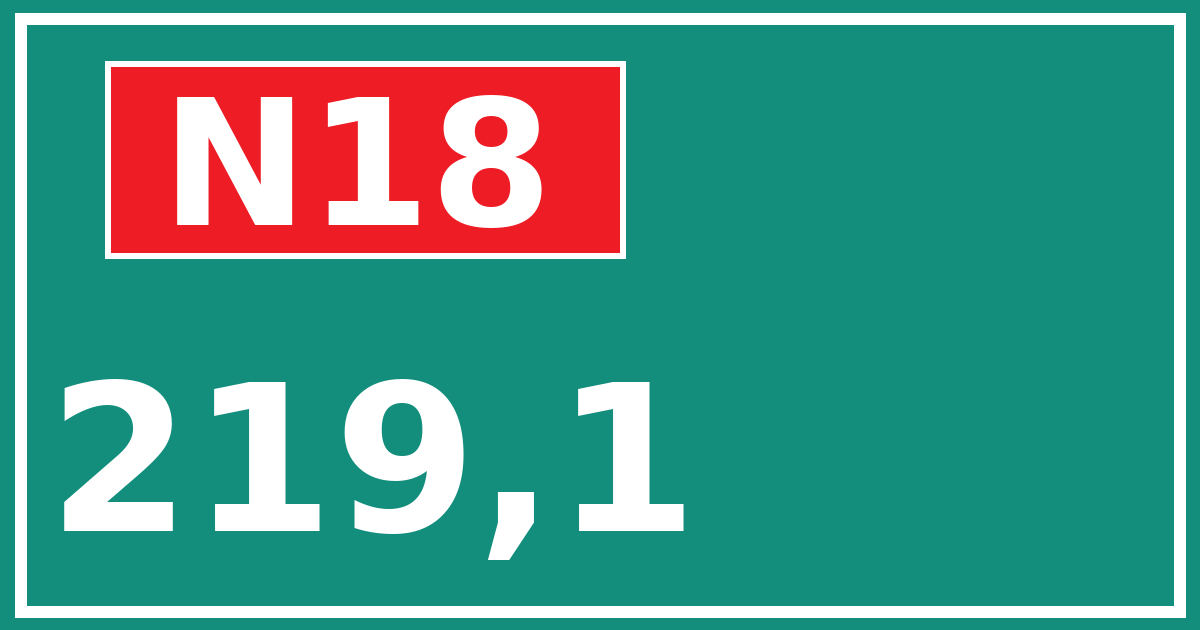 Hectometerbord N18 219,1