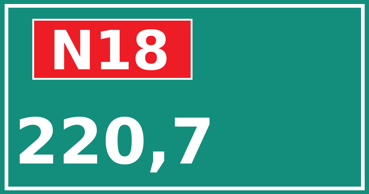 Hectometerbord N18 220,7