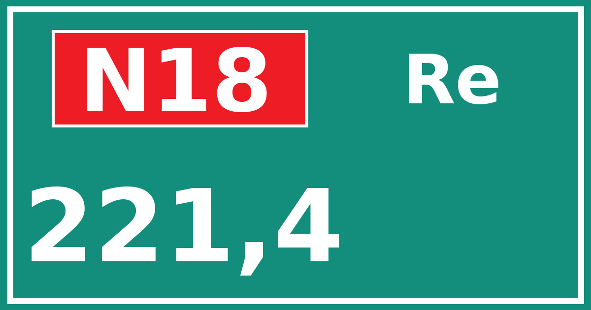 Hectometerbord N18 221,4 zijde Re