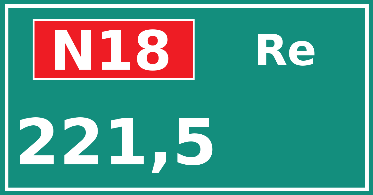 Hectometerbord N18 221,5 zijde Re