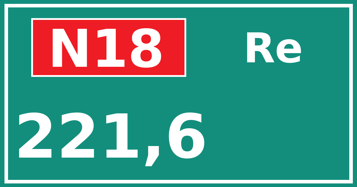 Hectometerbord N18 221,6 zijde Re