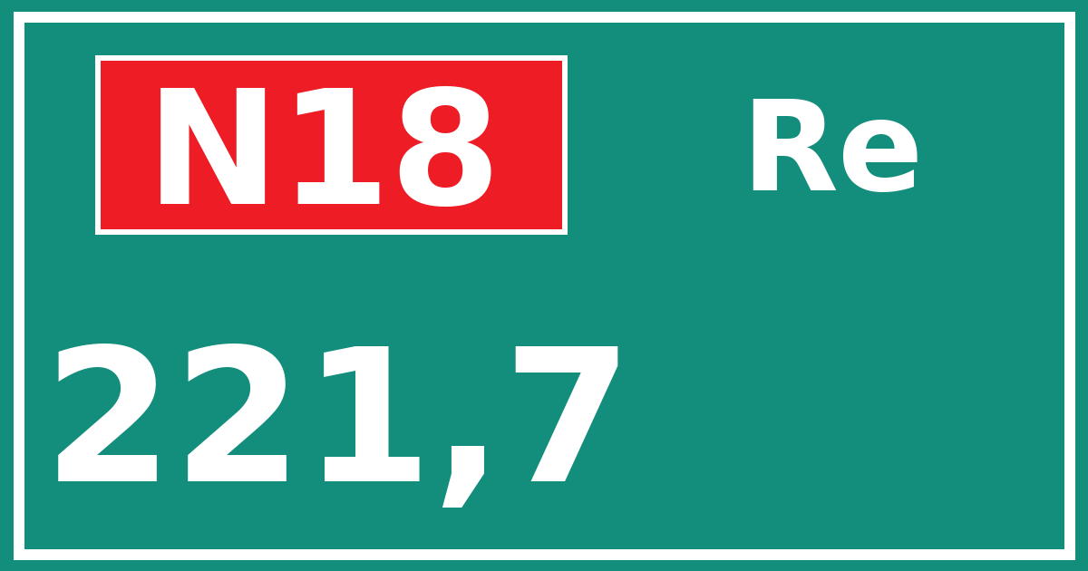 Hectometerbord N18 221,7 zijde Re