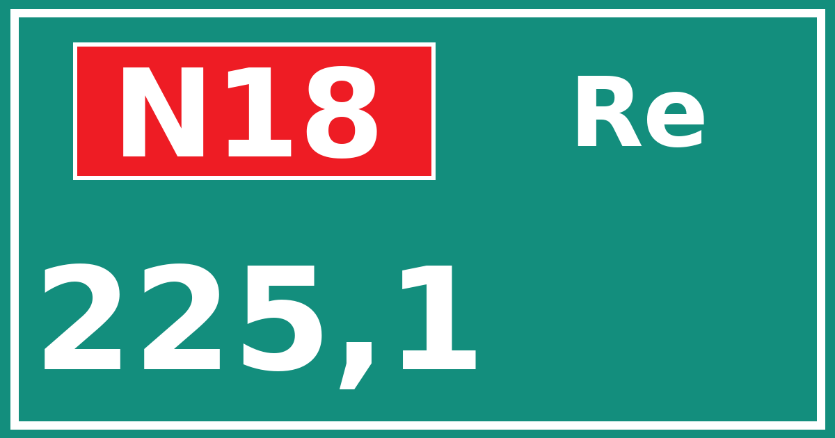 Hectometerbord N18 225,1 zijde Re