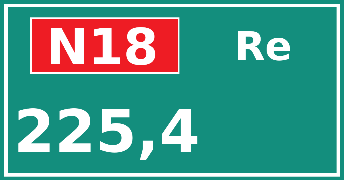 Hectometerbord N18 225,4 zijde Re