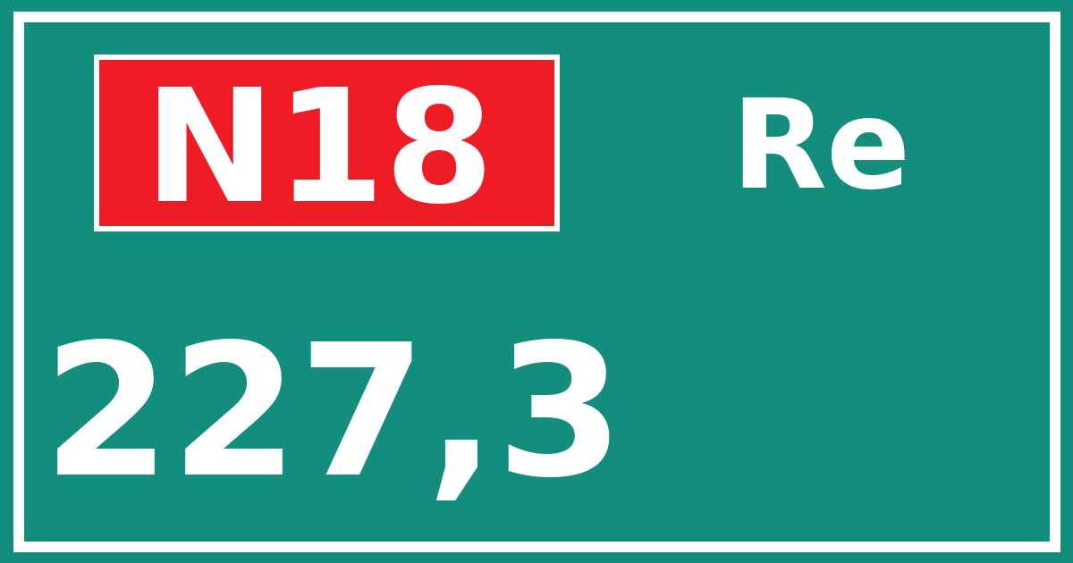 Hectometerbord N18 227,3 zijde Re
