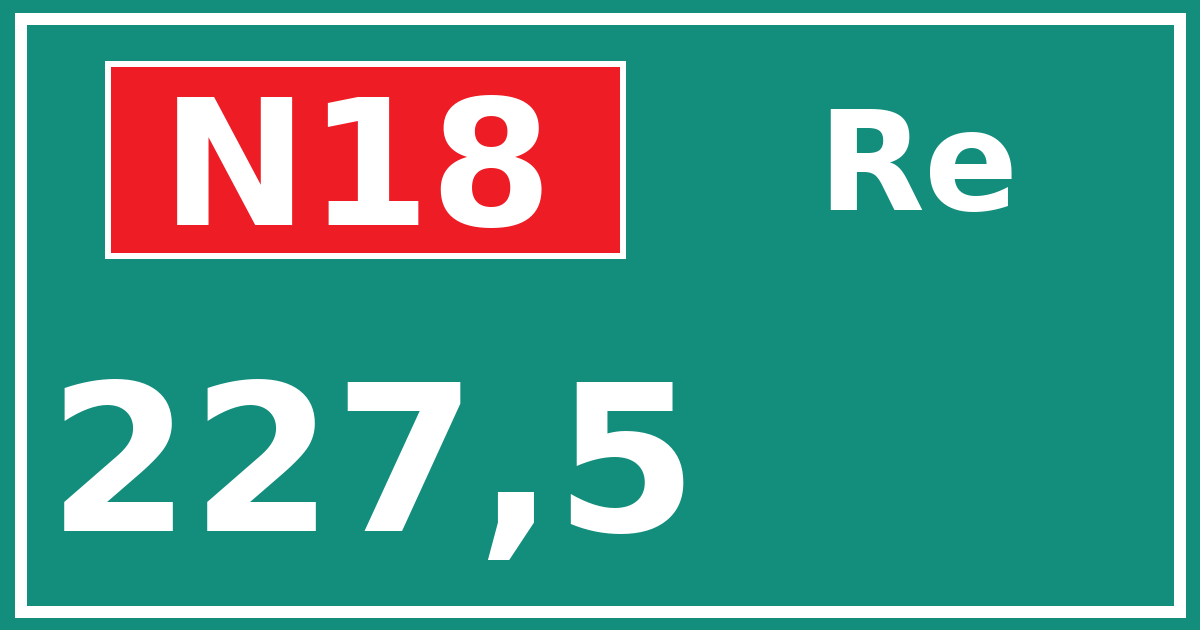Hectometerbord N18 227,5 zijde Re
