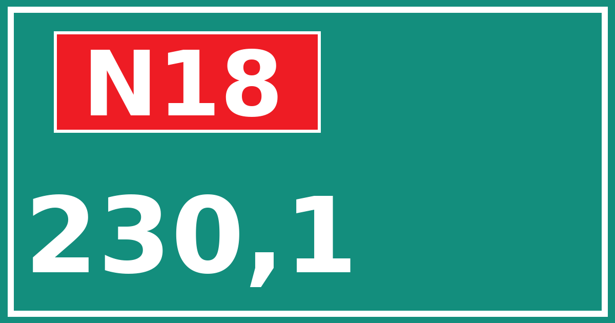 Hectometerbord N18 230,1