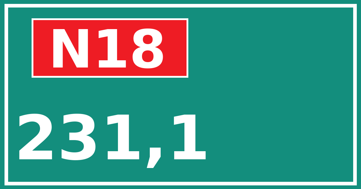 Hectometerbord N18 231,1