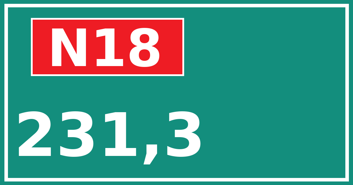Hectometerbord N18 231,3