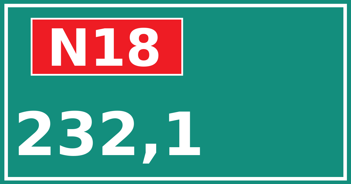 Hectometerbord N18 232,1