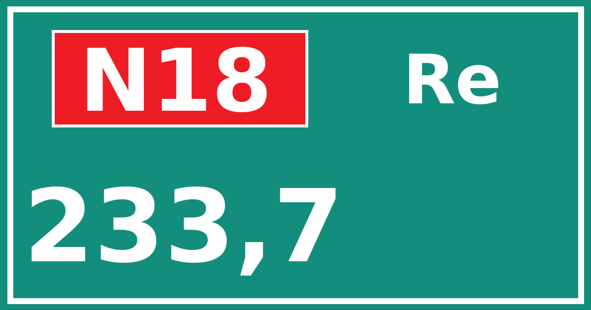 Hectometerbord N18 233,7 zijde Re