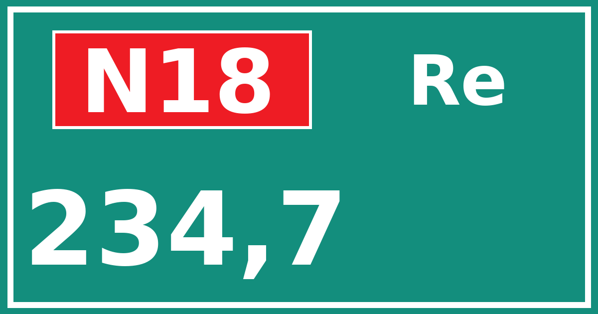Hectometerbord N18 234,7 zijde Re