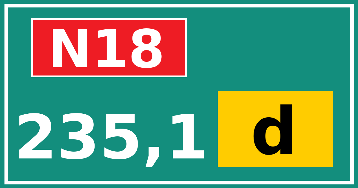 Hectometerbord N18 235,1 letter d