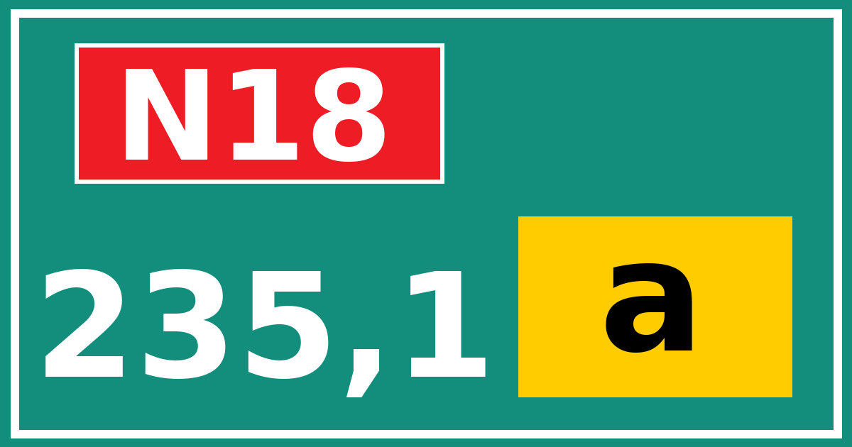Hectometerbord N18 235,1 letter a