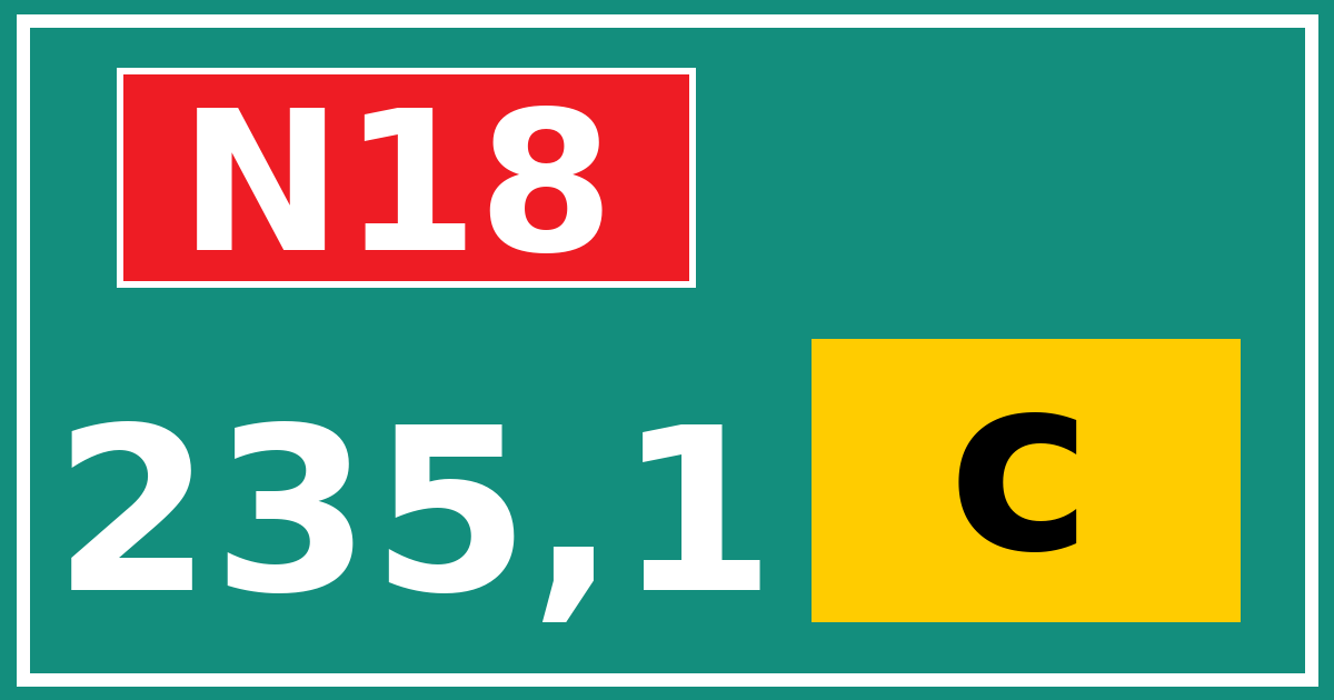 Hectometerbord N18 235,1 letter c
