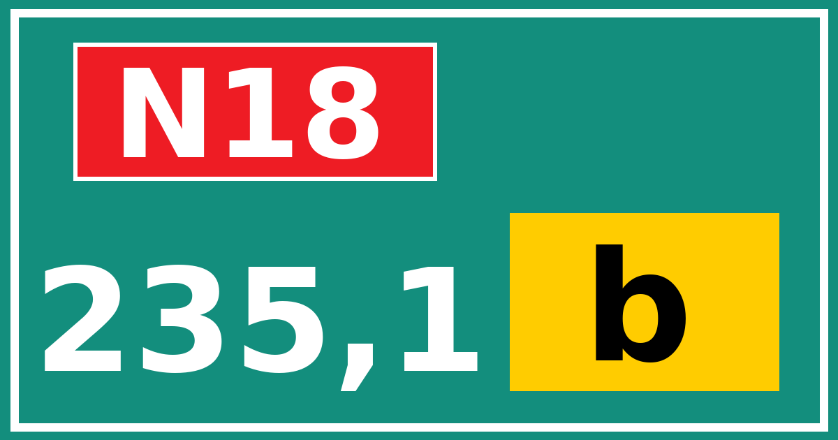 Hectometerbord N18 235,1 letter b