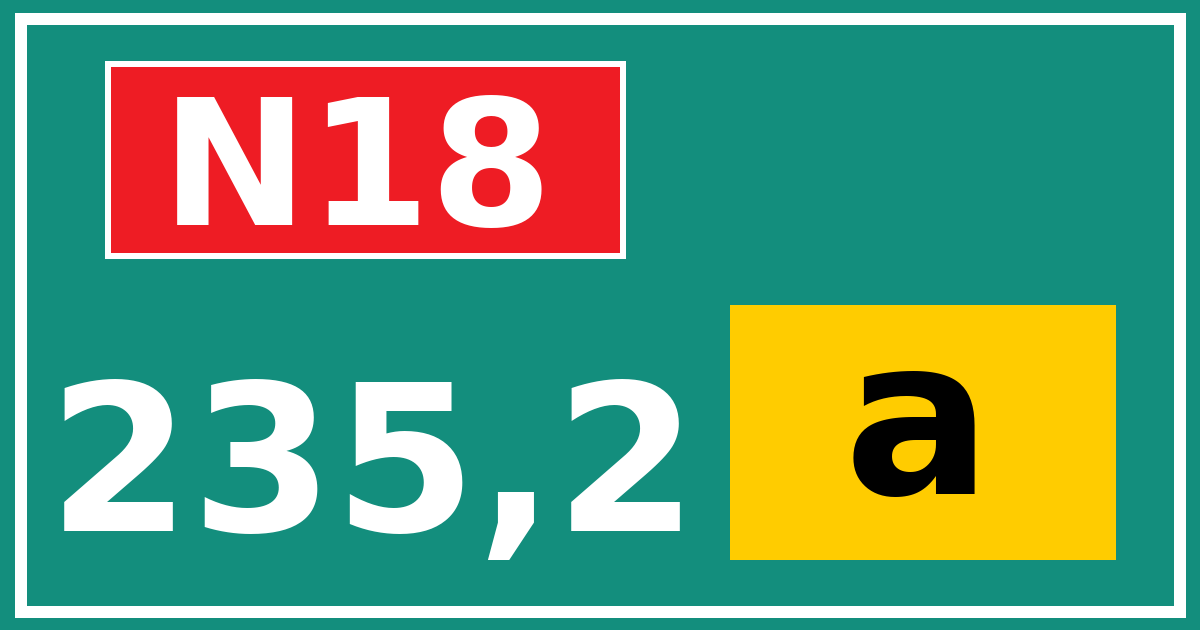 Hectometerbord N18 235,2 letter a