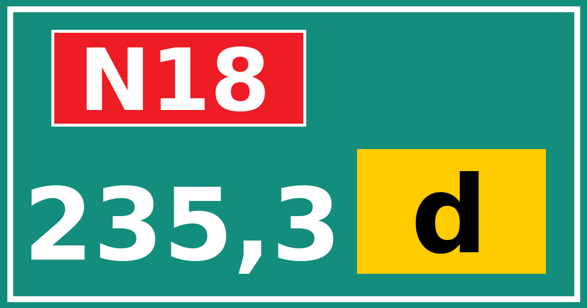 Hectometerbord N18 235,3 letter d