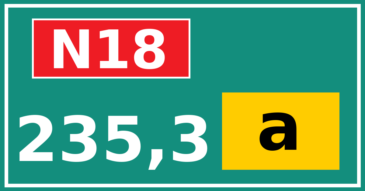 Hectometerbord N18 235,3 letter a