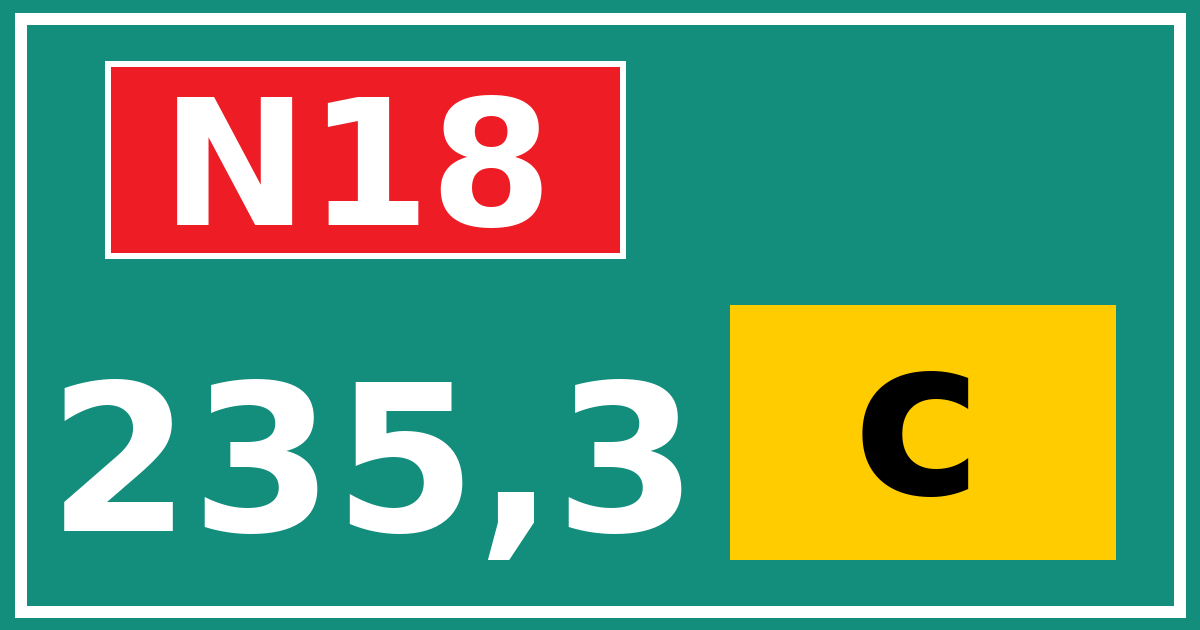 Hectometerbord N18 235,3 letter c