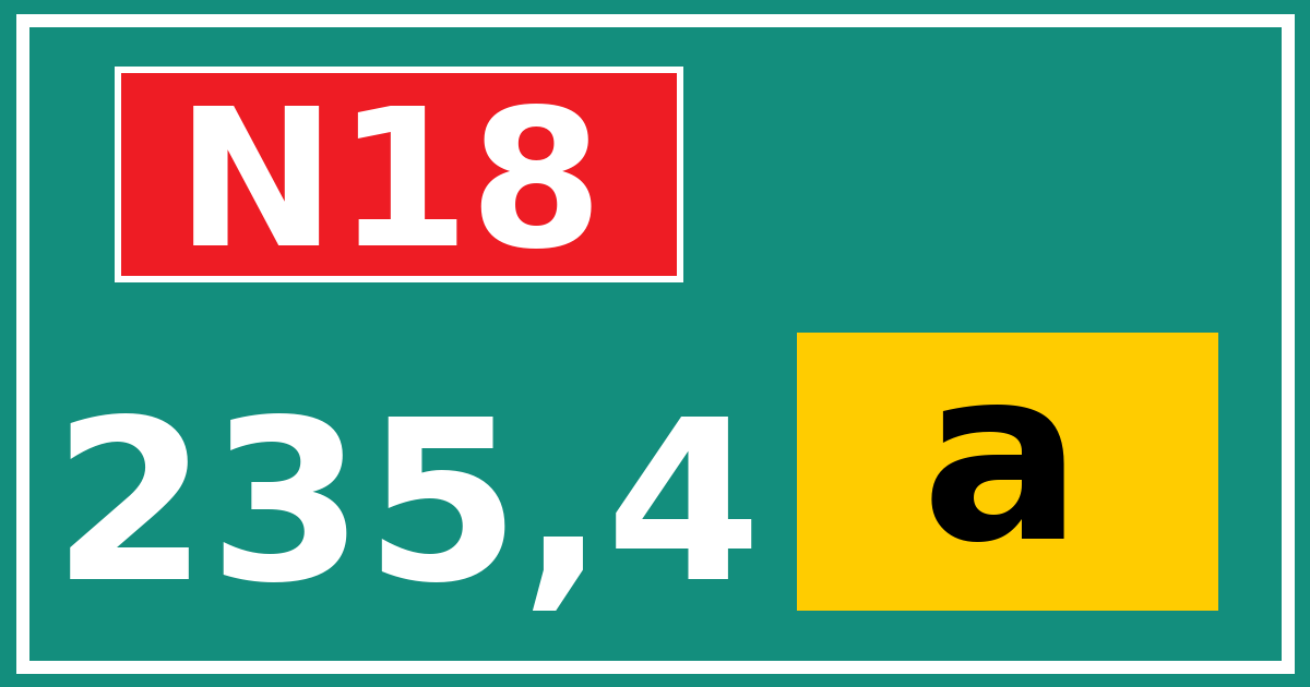 Hectometerbord N18 235,4 letter a