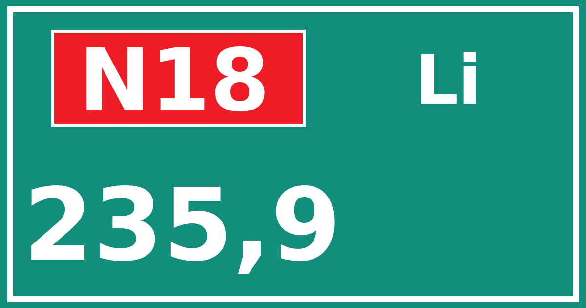 Hectometerbord N18 235,9 zijde Li