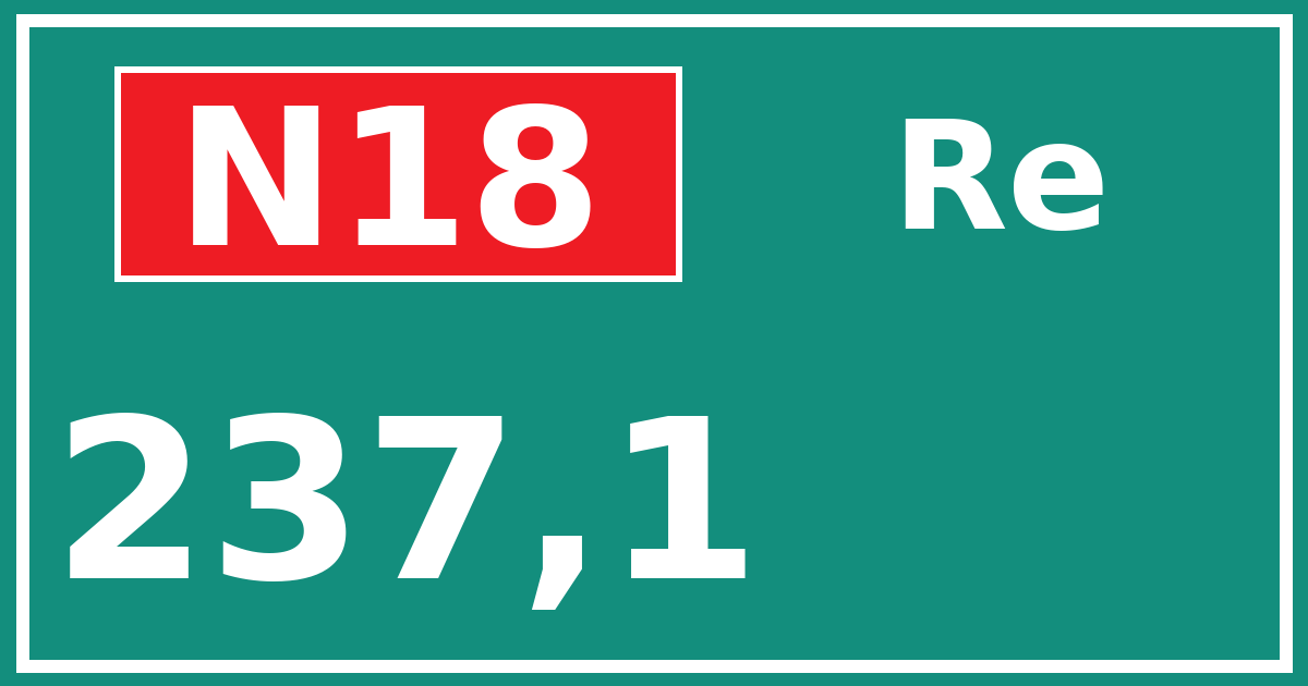Hectometerbord N18 237,1 zijde Re
