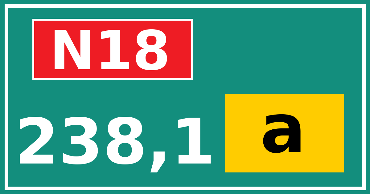 Hectometerbord N18 238,1 letter a