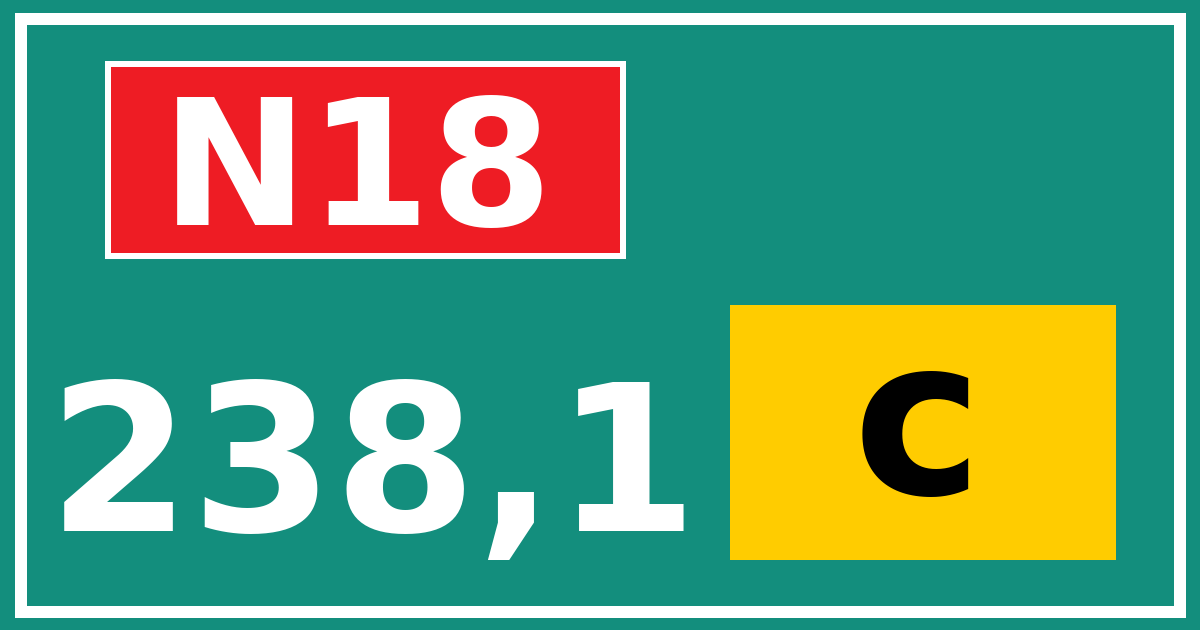 Hectometerbord N18 238,1 letter c