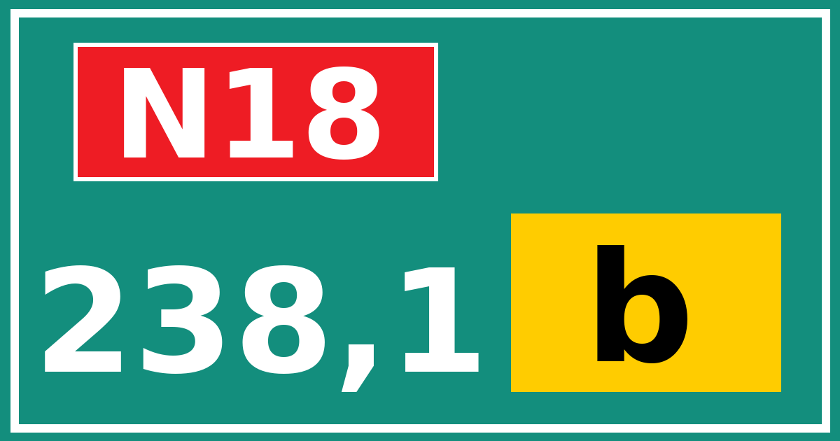 Hectometerbord N18 238,1 letter b