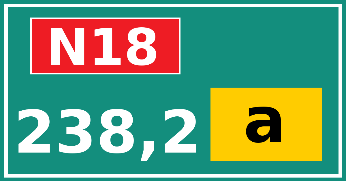 Hectometerbord N18 238,2 letter a