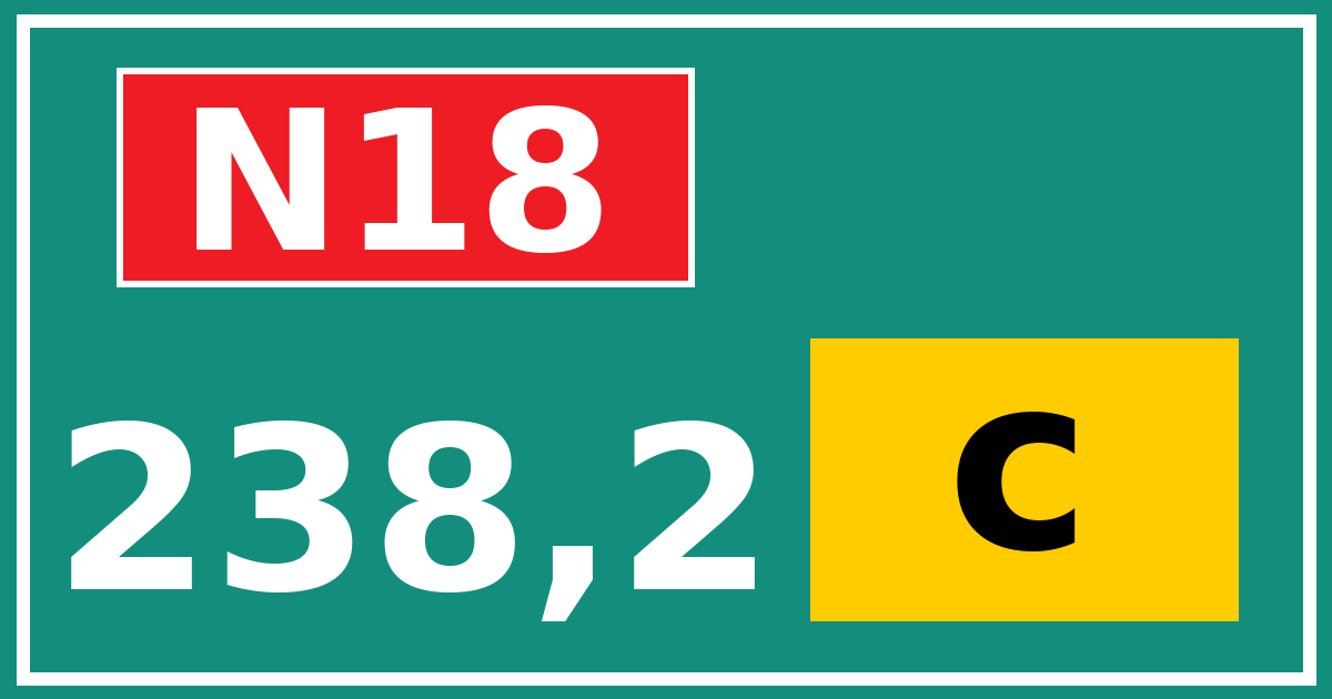 Hectometerbord N18 238,2 letter c