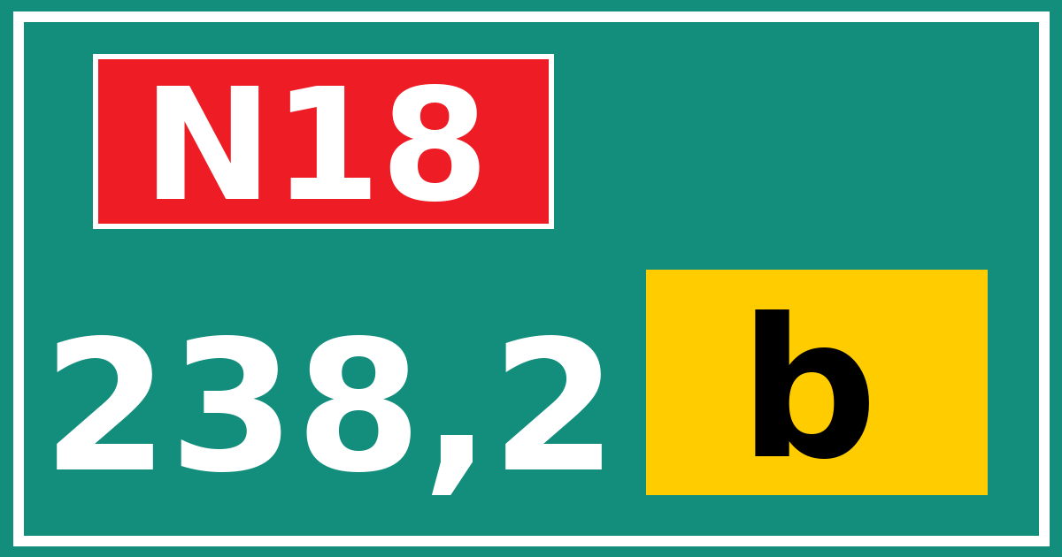 Hectometerbord N18 238,2 letter b