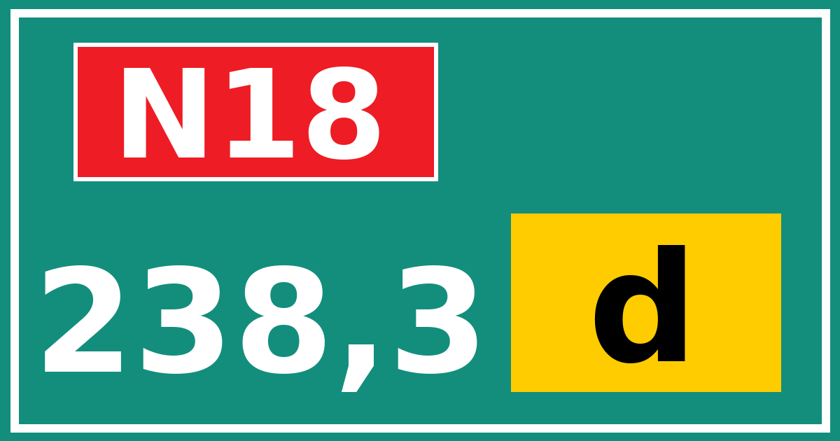 Hectometerbord N18 238,3 letter d