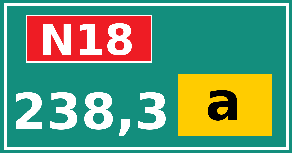 Hectometerbord N18 238,3 letter a