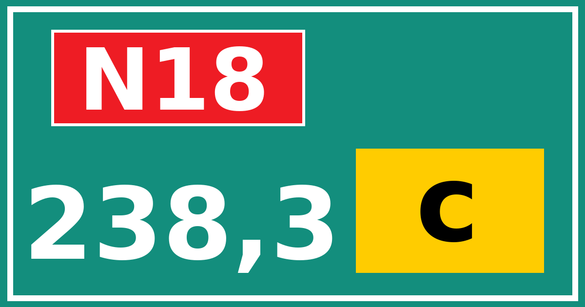 Hectometerbord N18 238,3 letter c