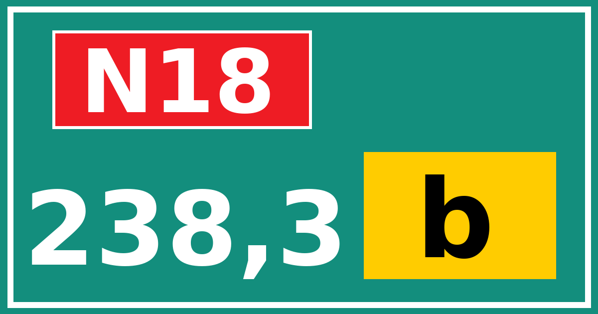 Hectometerbord N18 238,3 letter b