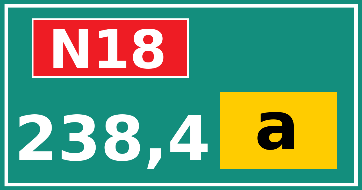 Hectometerbord N18 238,4 letter a