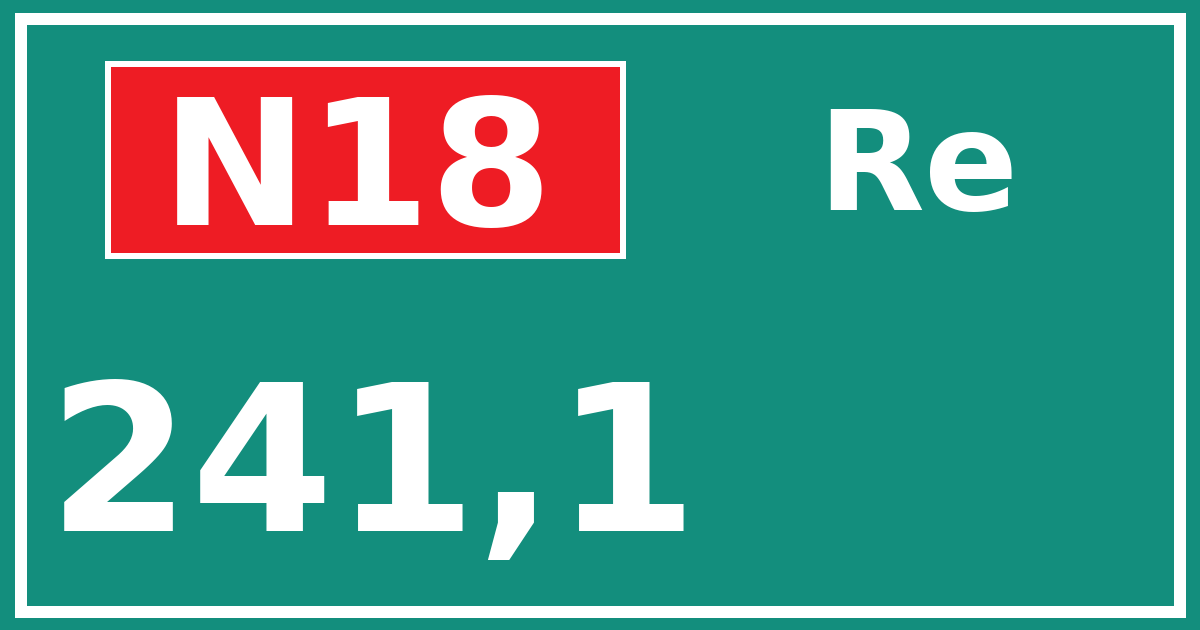 Hectometerbord N18 241,1 zijde Re