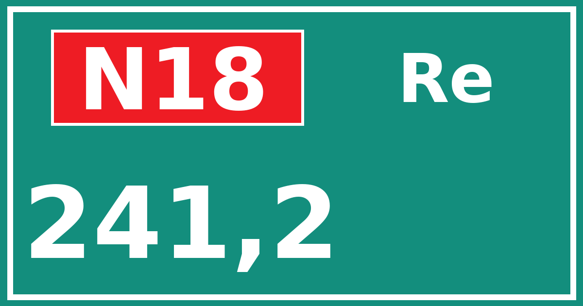 Hectometerbord N18 241,2 zijde Re
