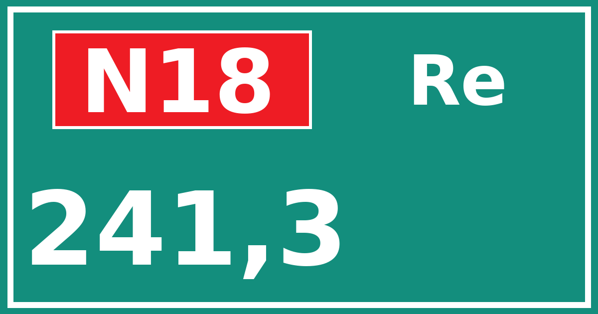 Hectometerbord N18 241,3 zijde Re
